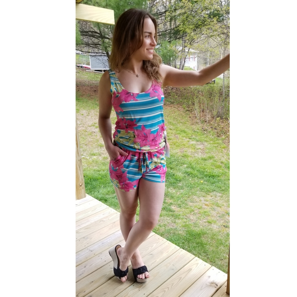 Idealle Short Romper, Pink Multicolored,  L NWT - Picture 12 of 12